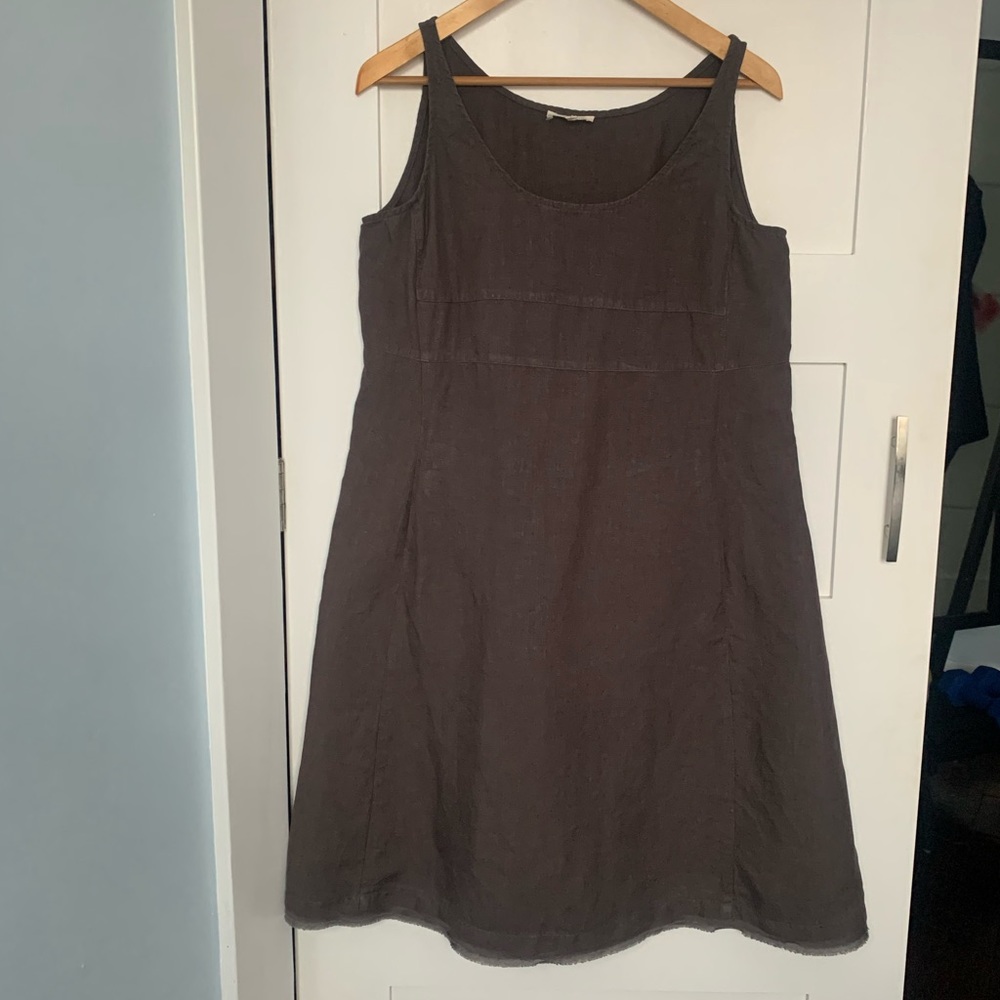 Eileen Fisher taupe linen dress Size S